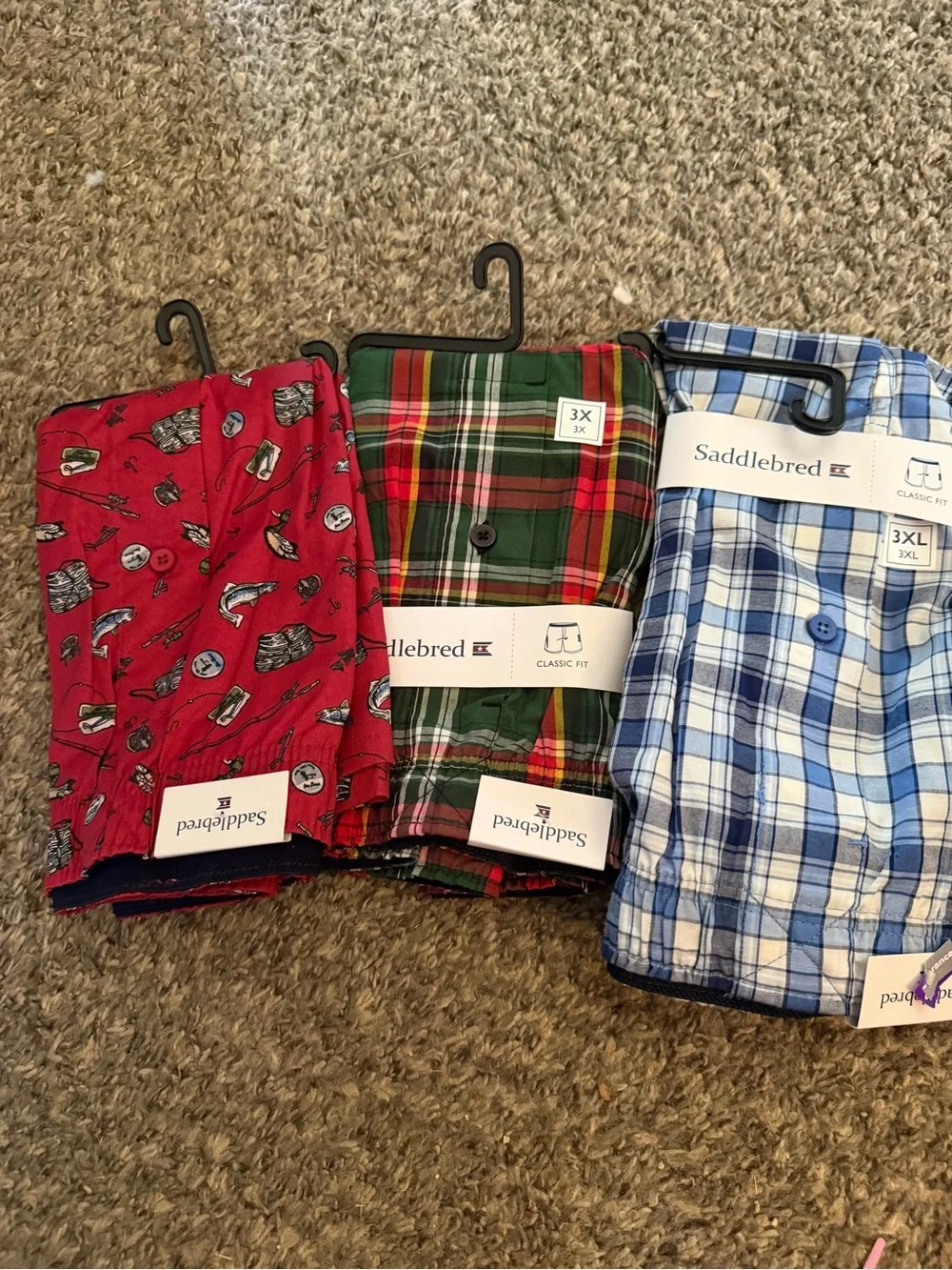 Saddlebred Men's Plaid & Print Boxer Shorts Bundle - Red, Green, Blue
